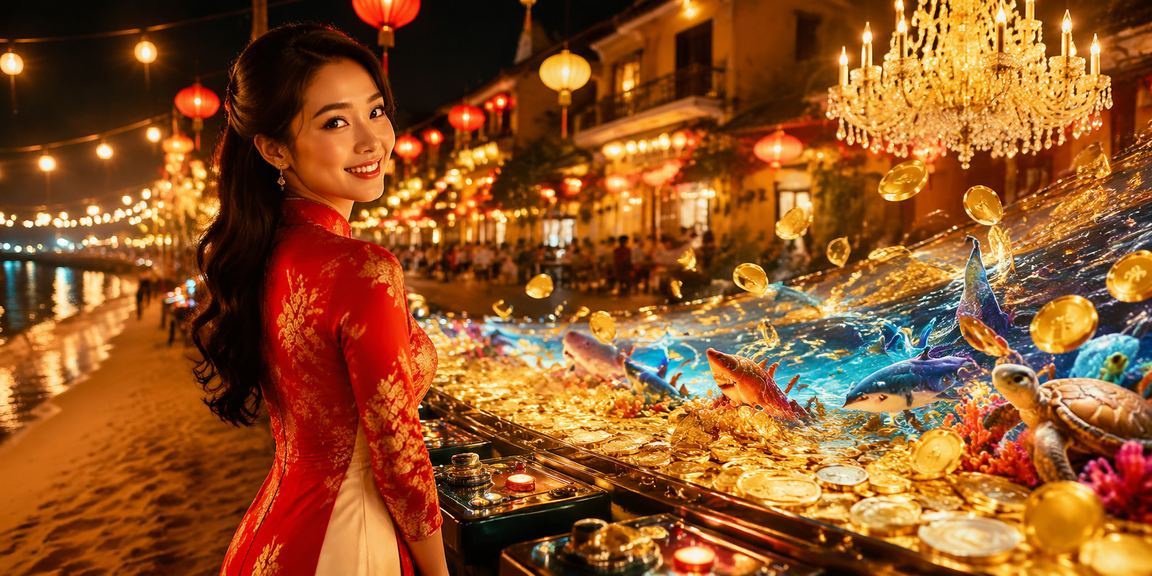 Người dùng xem phân tích cá cược trực tuyến tại Hội An với trang phục áo dài truyền thống